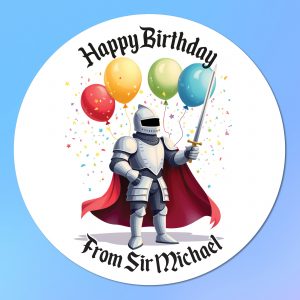 Medieval knight birthday stickers