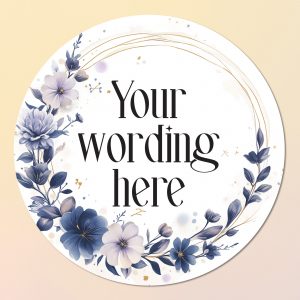 Navy floral custom text stickers