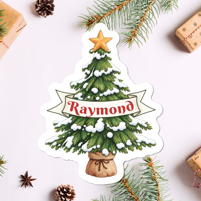 Personalised Snowy Christmas Tree Stickers