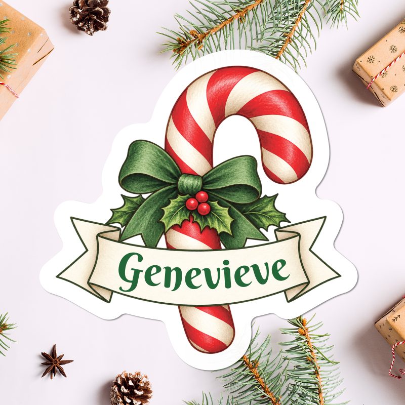 Personalised Christmas Candy Cane Stickers