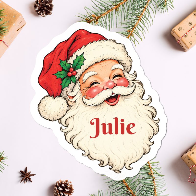 Personalised Santa Face Christmas Stickers