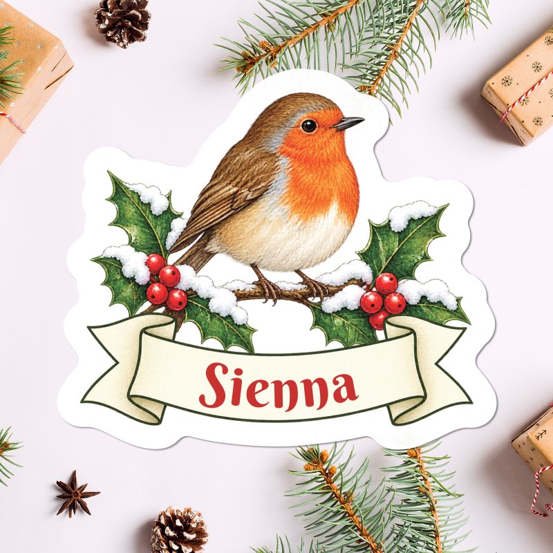 Personalised Christmas Robin Stickers