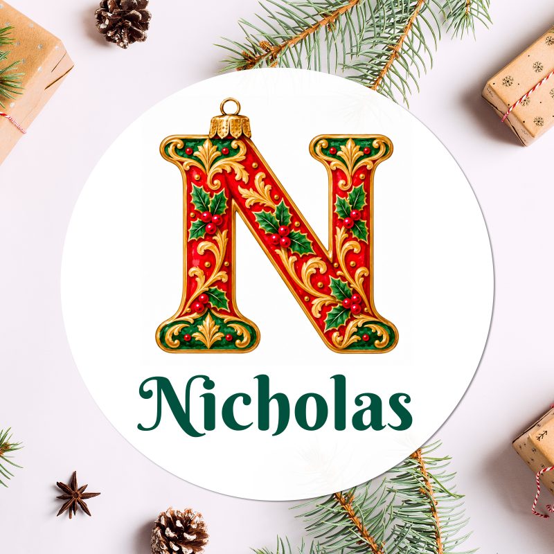 Personalised Christmas Bauble Initial Stickers