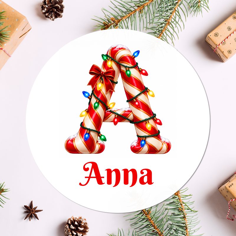 Personalised Candy Cane Initial Stickers