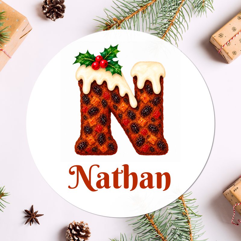 Personalised Christmas Pudding Initial Stickers