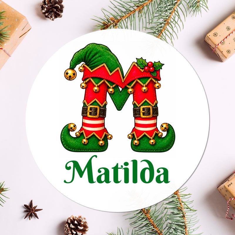 Personalised Christmas Elf Initial Stickers