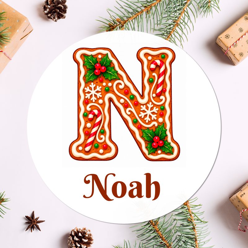 Personalised Gingerbread Initial Stickers