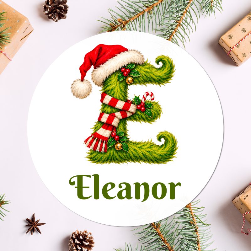 Personalised Grinch Christmas Initial Stickers