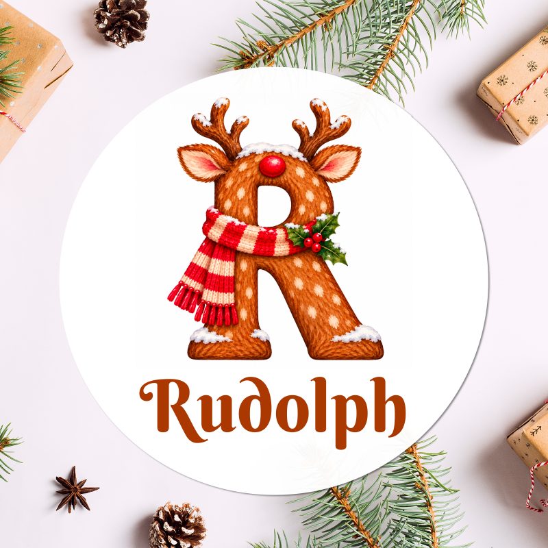 Personalised Reindeer Initial Stickers
