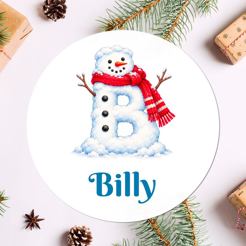 Personalised Snowman Initial Stickers