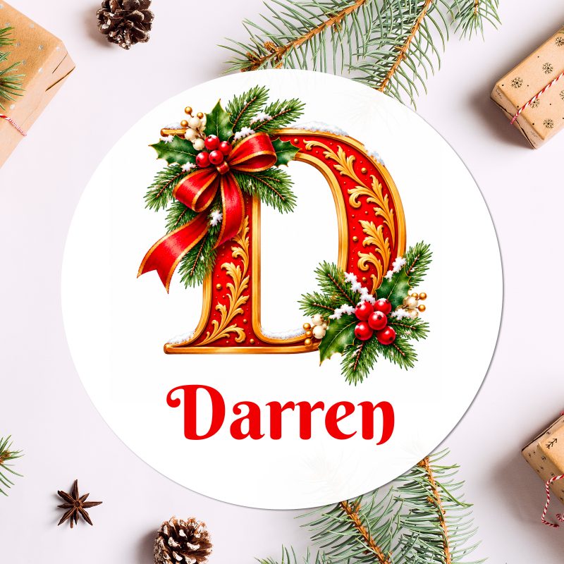 Personalised Traditional Christmas Initial Stickers