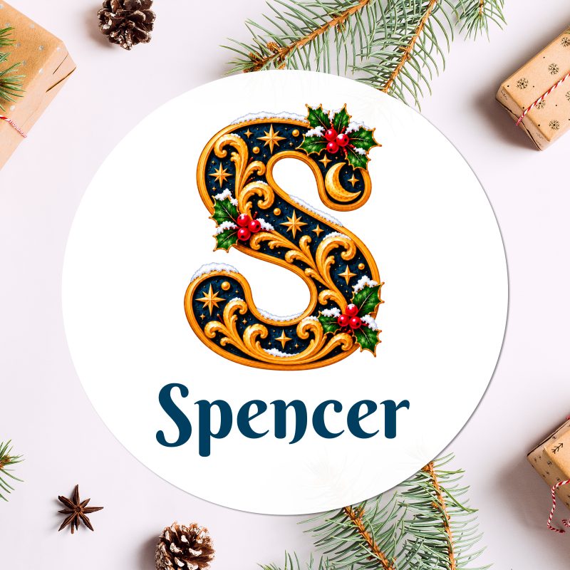 Personalised Starry Night Christmas Initial Stickers