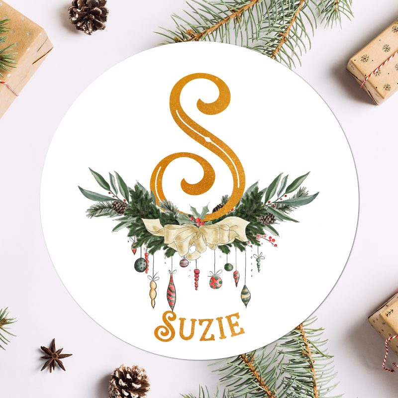 Christmas Wreath Initial Stickers