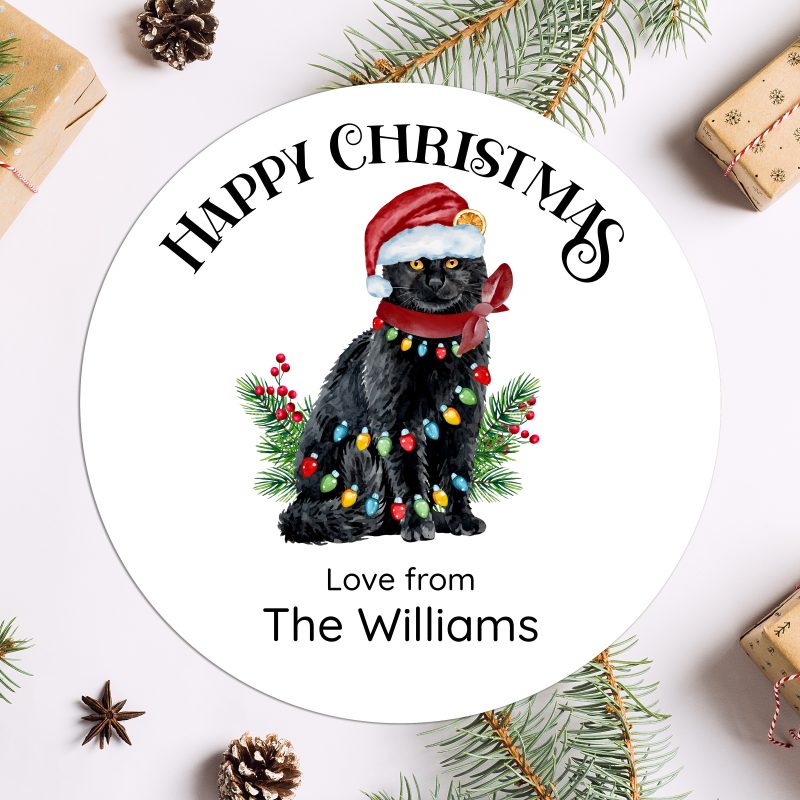 Personalised Christmas Cat Stickers