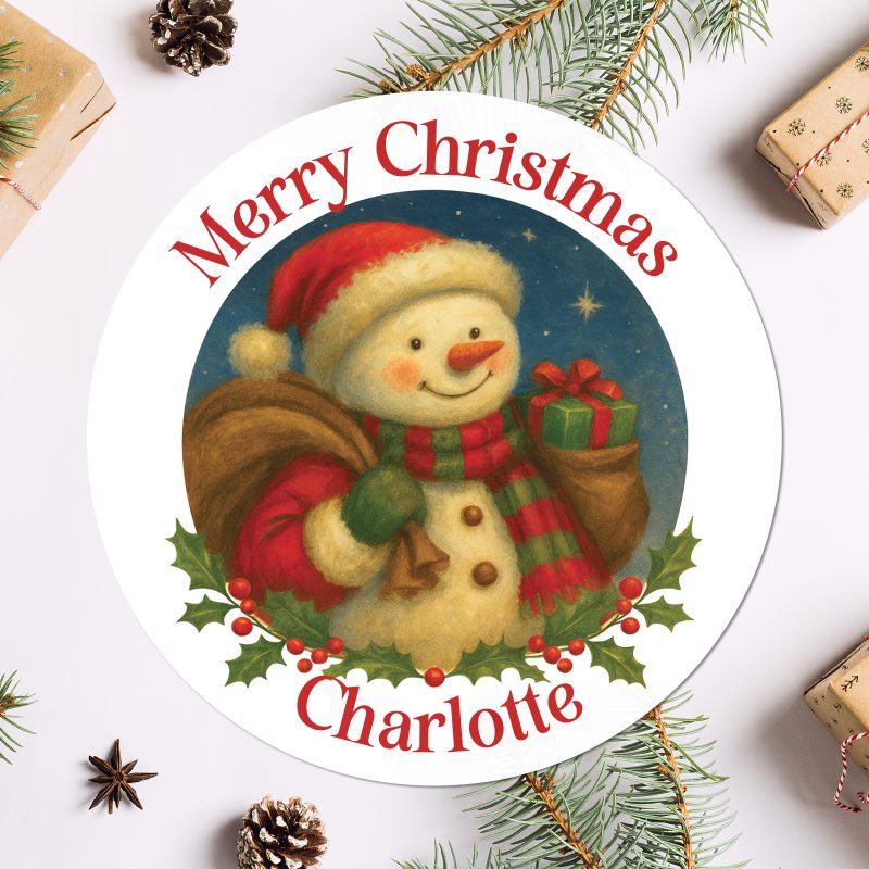 Personalised Christmas Snowman Stickers