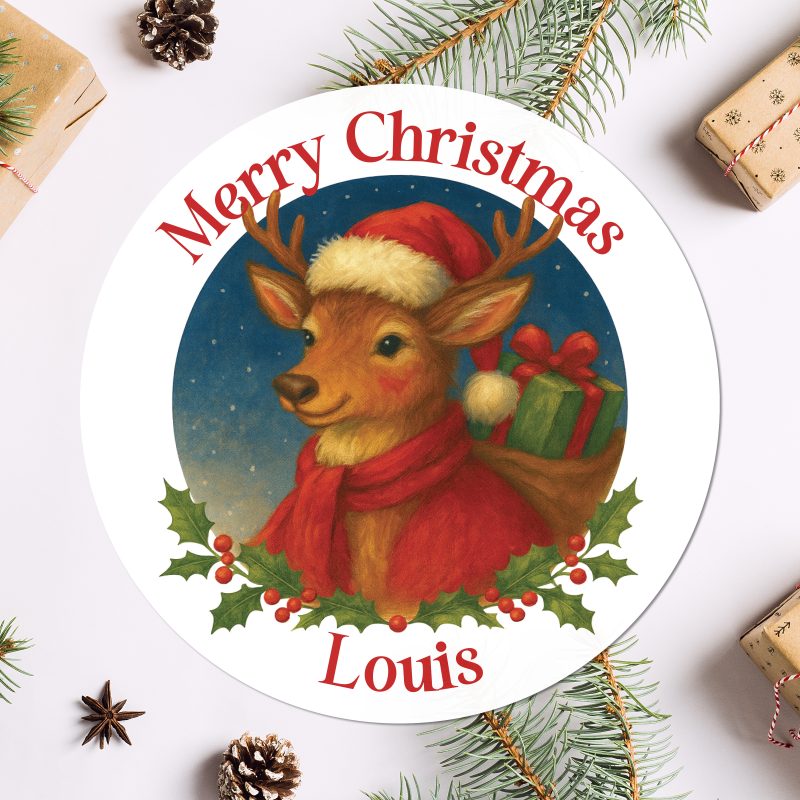 Personalised Christmas Reindeer Stickers